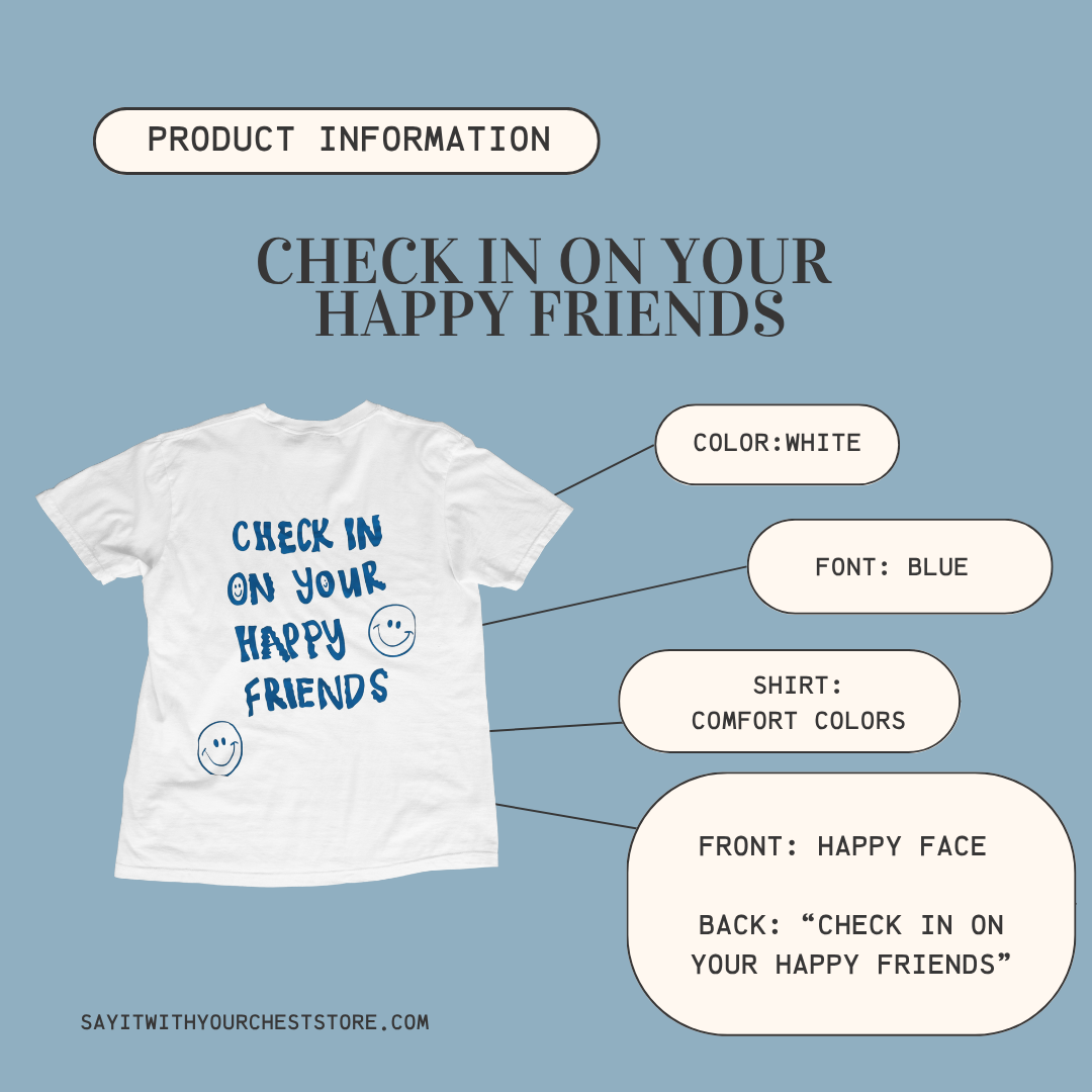 CHECK IN ON YOUR HAPPY FRIENDS Kids Shirt